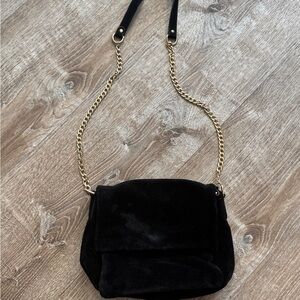Elegant Black Suede Chain Shoulder Bag
